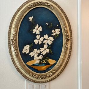 Floral Painting in Ornate Oval Frame